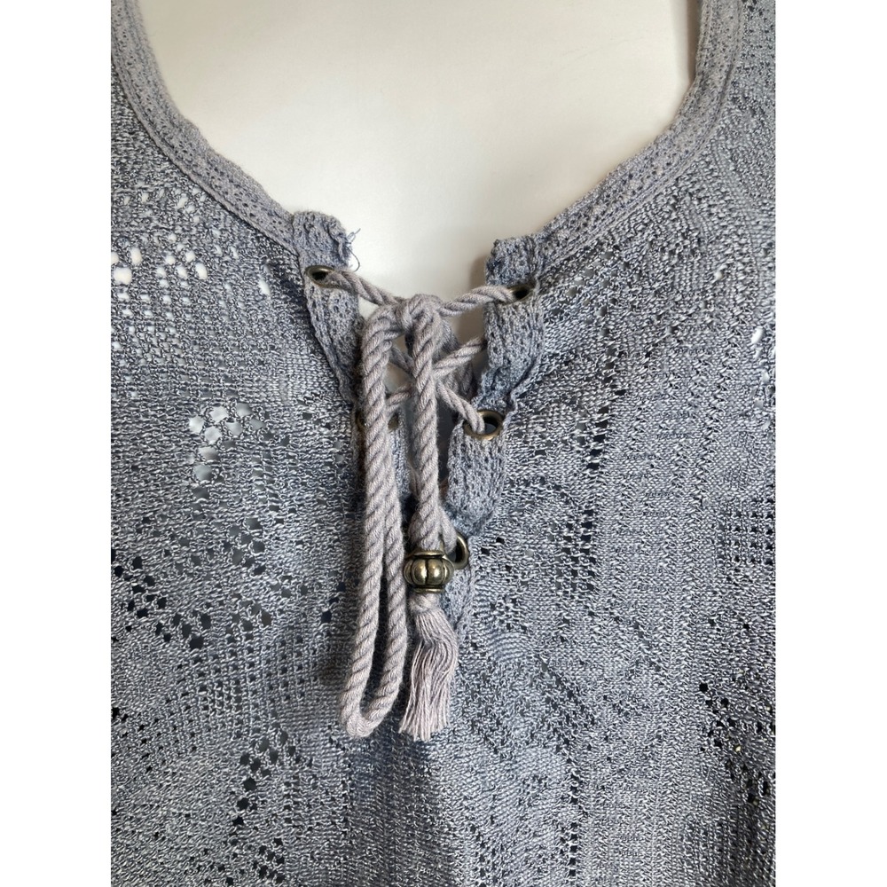 Abercrombie & Fitch Women's Y2K Knit‎ Tank Top Crochet Lace Up Size S Coquette - Picture 9 of 11
